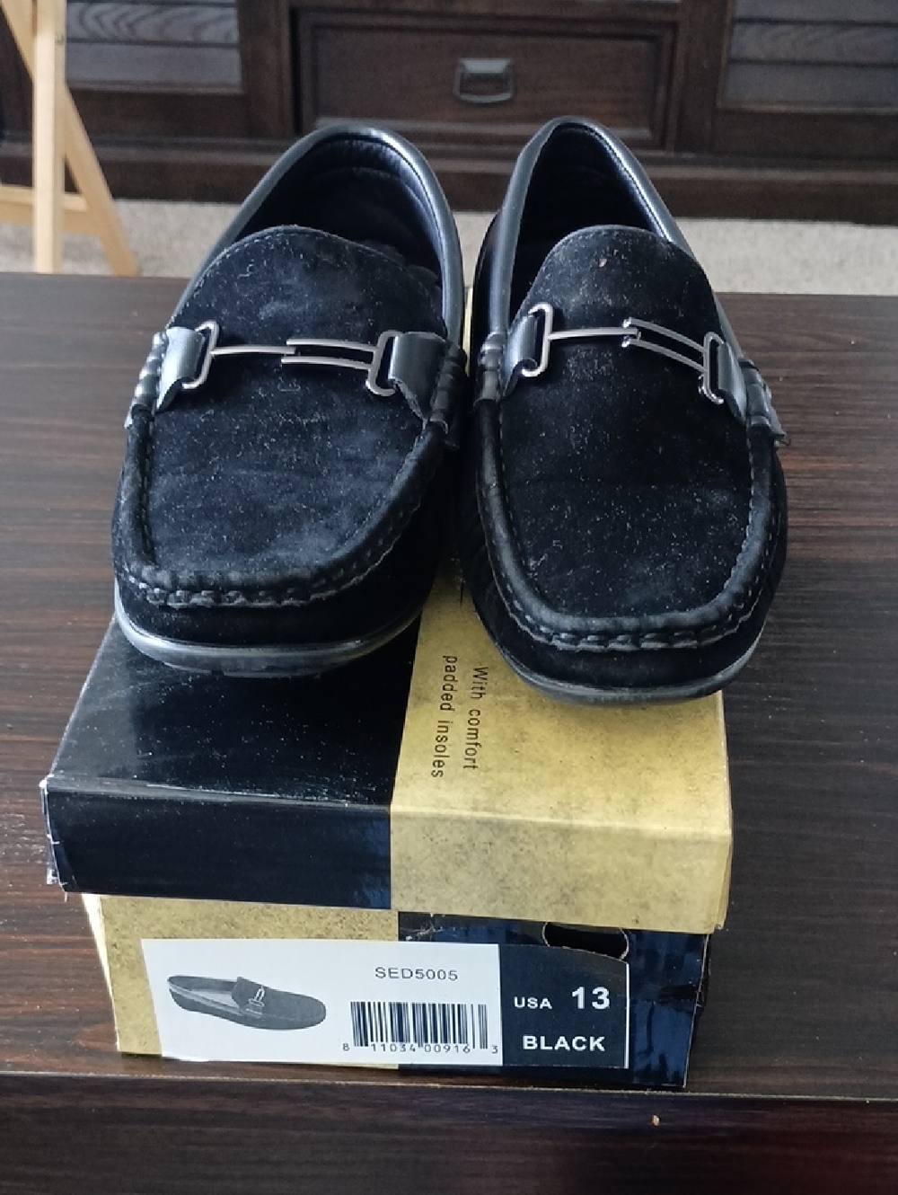 Black Men's Suede Bit Loafers - Size 13
